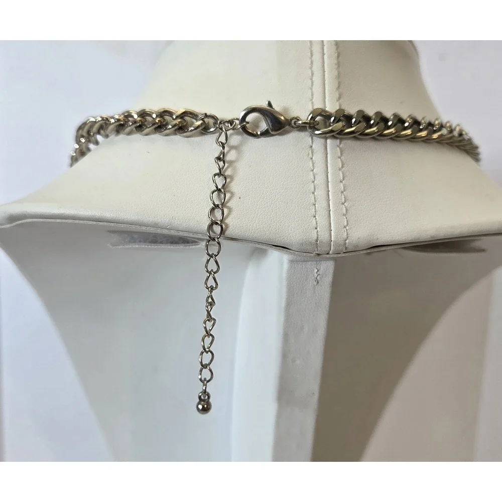 Floral Clear Crystal Rhinestones Necklace Smoky Gray‎ Beaded Flowers Chunky 19